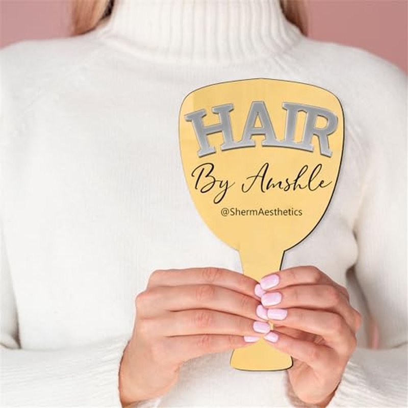 Tammnjo Personalized Acrylic Name Hair Technician Prop Mirror Custom Barber Handheld Mirror Social Media Prop Beauty Room Prop Decor Makeup Photo Prop Hair Salon Prop Decor Aesthetics Signage,D2-Hair