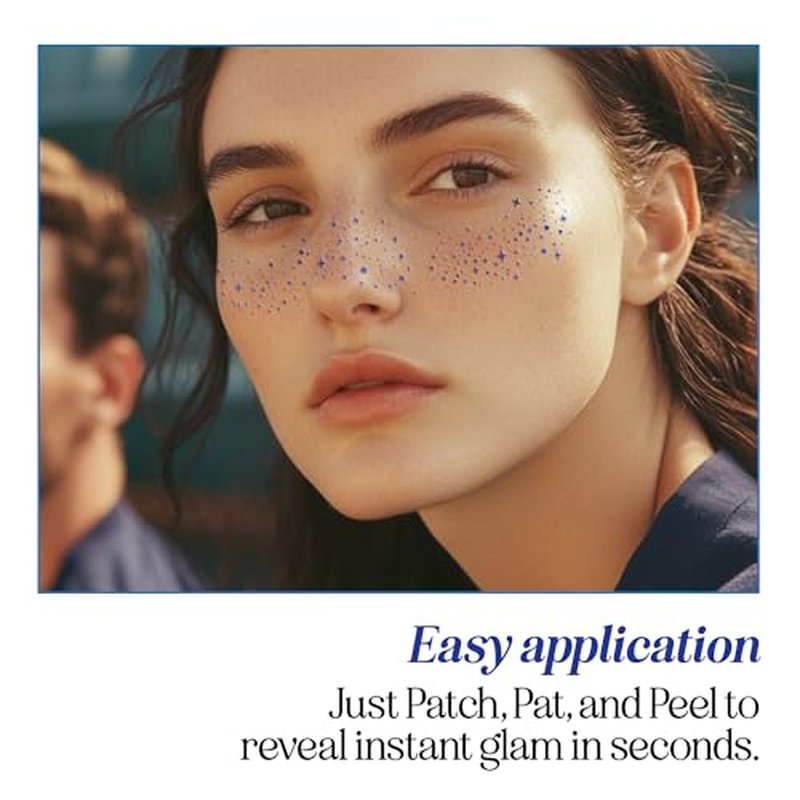 Fazit Makeup Patches - Face Makeup Patches - Beauty Face Makeup - Blue Speckles - Waterproof Blue Speckles - Temporary Face Blue Speckles For Women - 6 count