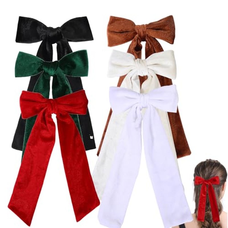 Velvet Hair Bows, Hair Ribbon Clips Big Fall Alligator Clips Hair Accessories for Women Girls (6mix color)
