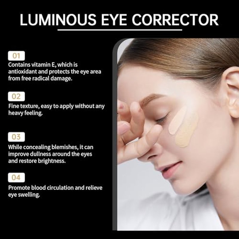 Luminous Eye Corrector SPF 41, Luminous Under Eye Corrector, Under Eye Concealers for Dark Circles, Anti-Aging Tinted Eye Cream, Hydrating Eye Serum with Peach Undertone (IVORY WHITE)