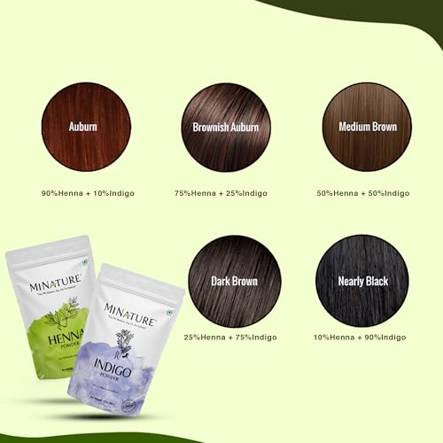 Mi Nature Pure Henna Powder (Lawsonia Inermis) 227g (8 oz)- Natural Plant-Based Hair Coloring & Conditioning Treatment - Herbal Hair Care Formula - No Added Preservatives