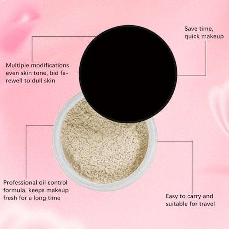 Blurring Setting Powder, Beauty Blurring Powder, Pink Setting Powder, Blurring Powder for All Skin Types, Water-proof and Long-lasting, Daily Make up (Beige)