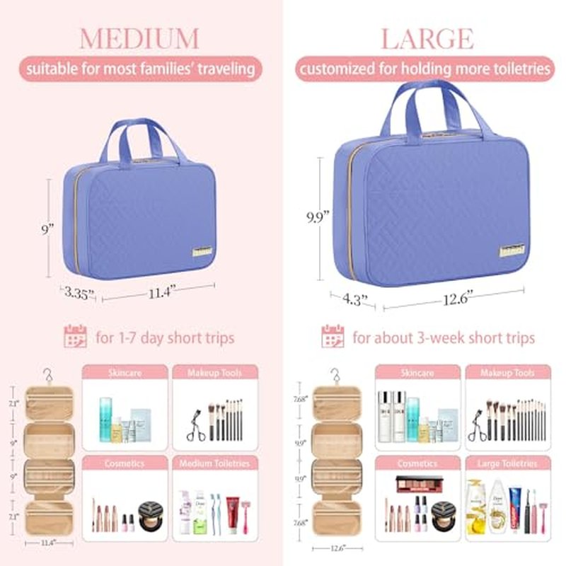 HOTOR Travel Toiletry Bag - Toiletry Bag w/Hanging Hook - Spacious Toiletry Bag for Women & Men, Makeup Bag/Big Comparment, Waterproof for Travel Accessories, Travel Essentials, Medium, Yellow