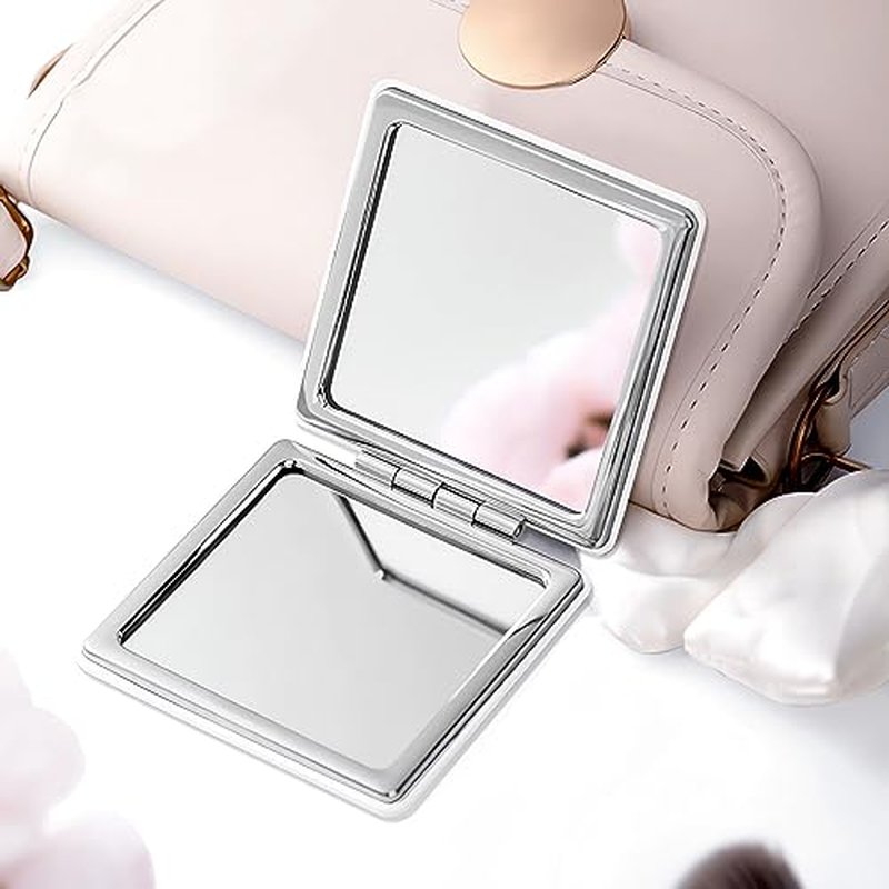 IMAKARA Small Compact Mirror for Purses Pocket Cute Kitty Mini Travel Makeup Mirror 1X/2X Magnifying Gift for Her Women Girls (Pink)