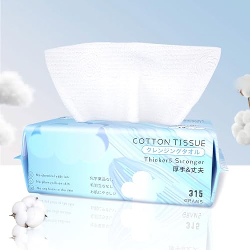 Yacey Face Towels, Disposable Face Towel, Ultra Soft & Thick Biodegradable Face Towelettes Disposable Lint- free Facial Tissue for Cleansing, Skincare and Makeup Wipes Remover, Dry Wipes, 70 Count