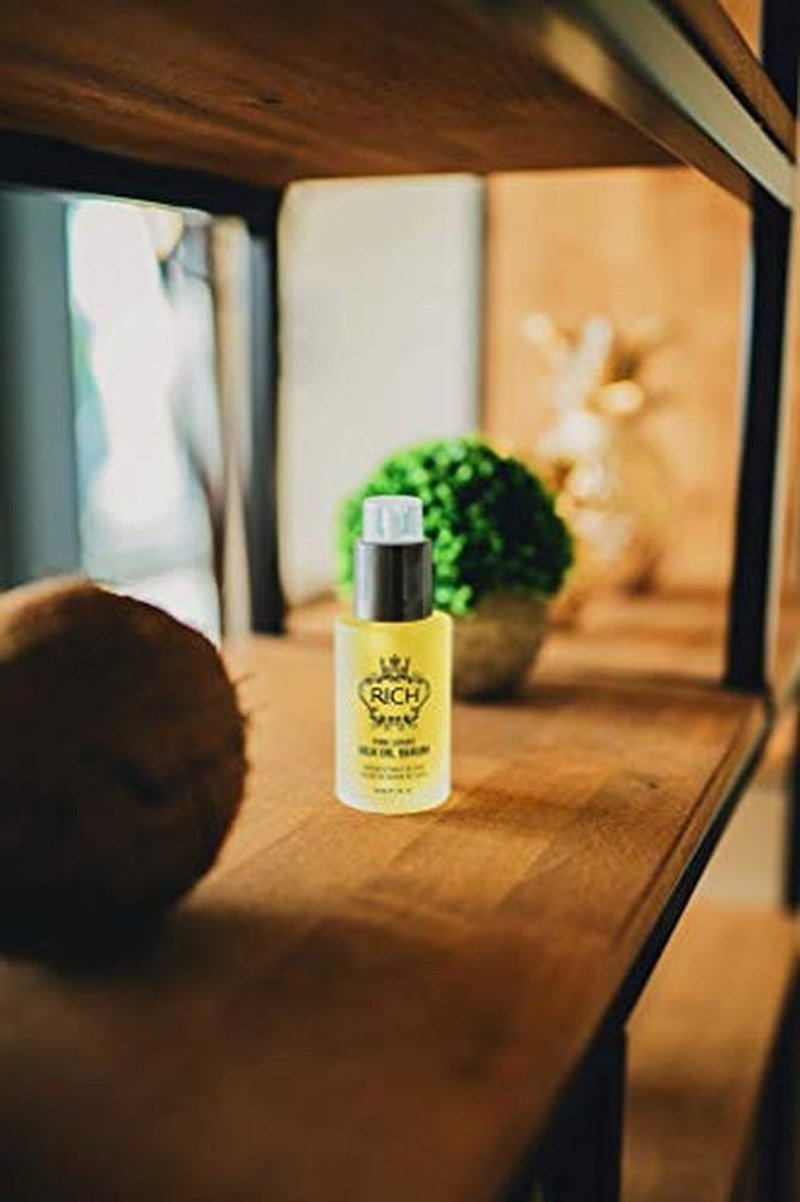 RICH Pure Luxury Miracle Renew Keratin Hair Oil for All Hair Types - Fights Frizz and Adds Shine - Enriched with Keratin Protein, Argan Oil and Jojoba Seed Oil - Heat Protective - 2.3 Oz