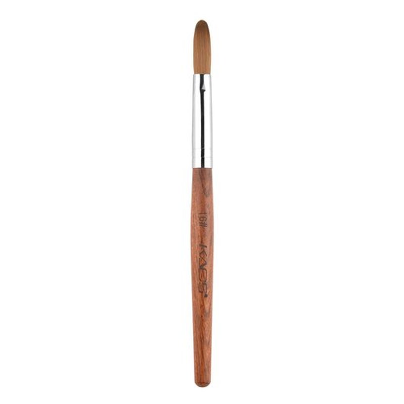 KADS 16# Pure Kolinsky Hair Bristles Acrylic Nail Brush Oval Crimped Shaped RedWood Handle Professional Salon Quality (16#)