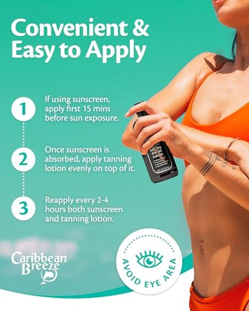 Caribbean Breeze Golden Carrot Sun Tanning Accelerator Lotion, Natural Tanning Lotion with Pomegranate Aloe Extracts, Rich in Oxidants, Moisturizes the Skin, and Anti-Aging Properties, 8.5 oz (250 ml)