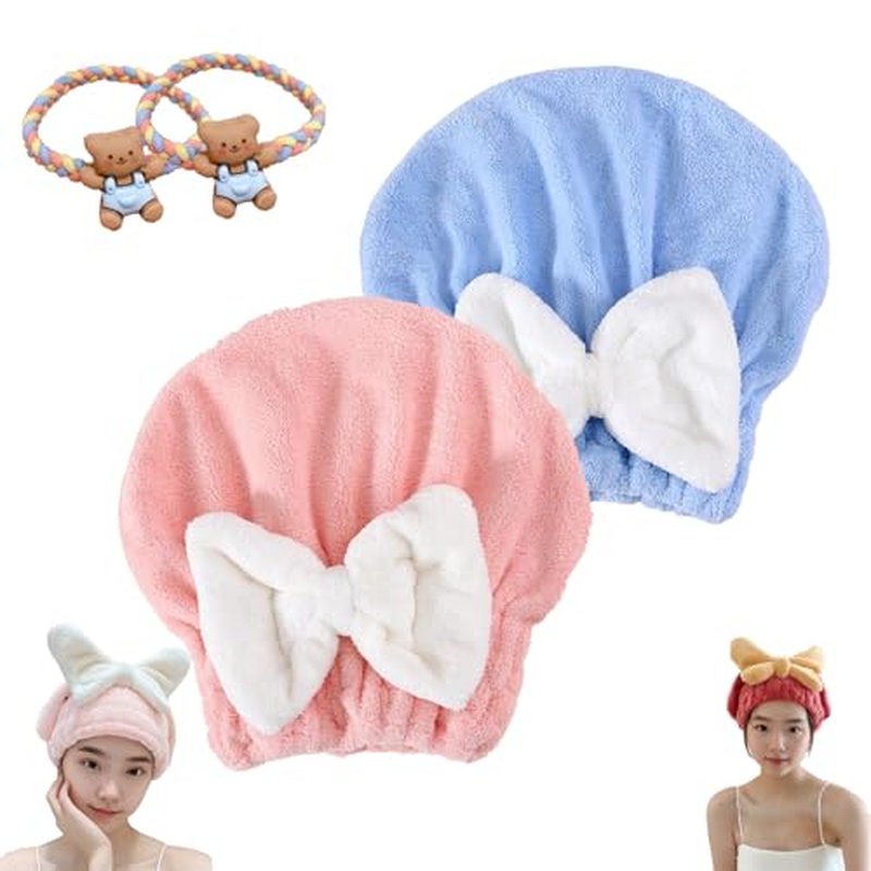 Beyonddraw New Super Absorbent Hair Towel Wrap for Wet Hair, Efficient Hair Towel Wrap for Women, Microfiber Towel for Hair Drying, Fit Comfort Ease of Use Fast Drying Hair Towel Caps (A)