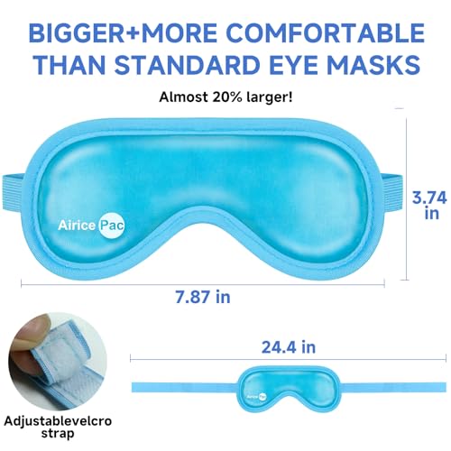 AiricePac Cold Eye Mask Cooling Eye Mask for Dry Eyes, Gel Eye Mask Eye Ice Pack Reusable Cold Eye Compress for Dark Circles, Migraines, Eye Surgery, Skin Care