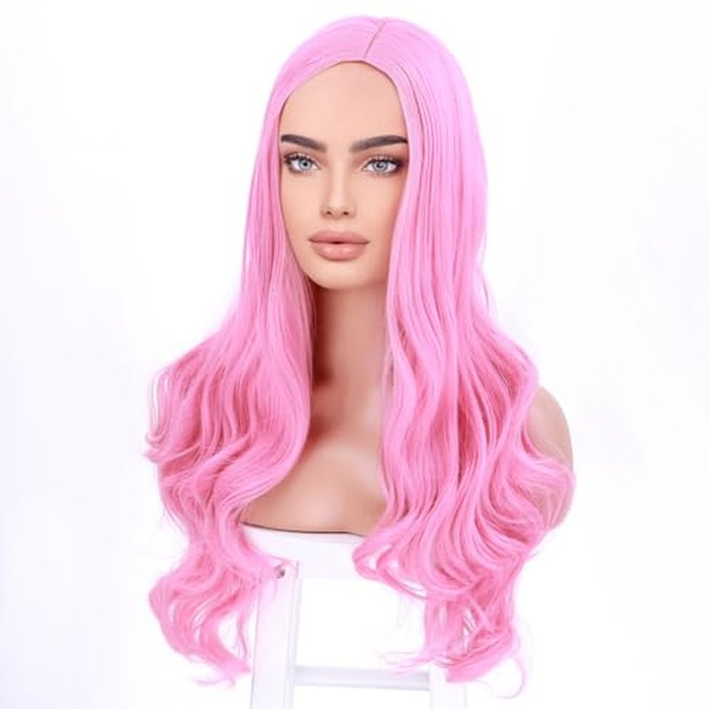MAGQOO Brown Wig for Women Brown Highlight Wig Long Curly Wavy Brown Wigs Side Part Synthetic Heat Resistant