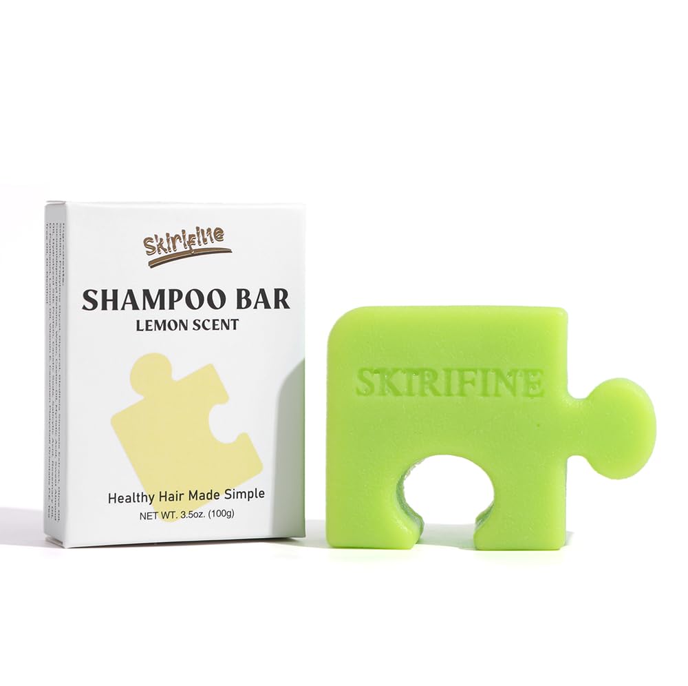 SKIRIFINE Puzzle Lemon Solid Shampoo Bar for Oily Hair, 3.5 oz