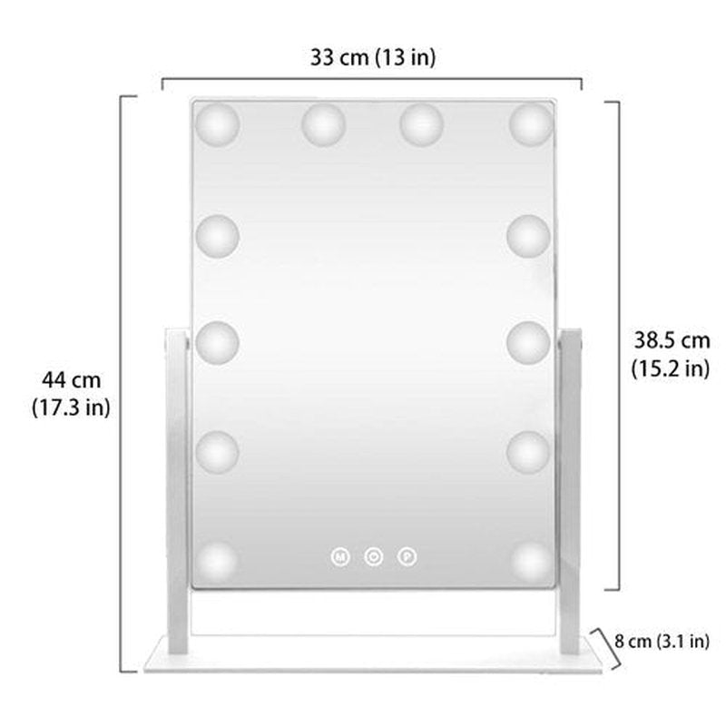 HIEEY Hollywood Vanity Mirror with 12 Dimmable Bulbs Lights, Three Color Lighting Modes, and 5X Magnification, Smart Touch Control, 360°Rotation (White,Gift Box)
