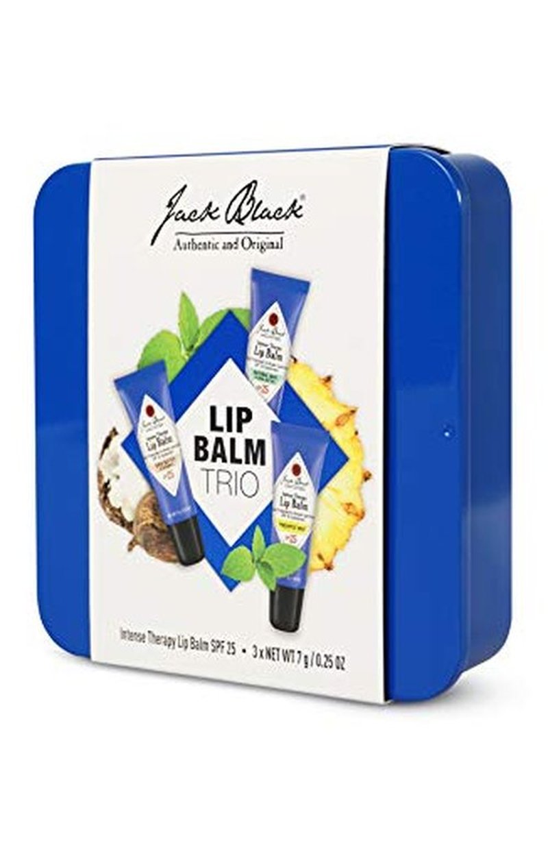 Jack Black Intense Therapy Lip Balm, 0.25-Oz. Trio – SPF 25 Sun Protection, Lip Moisturizer, Hydrating Lip Balm with SPF, Lip Sunscreen to Relieve Dry, Chapped Lips