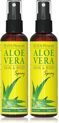 Aloe Vera Spray - Organic Travel Size 100% Pure Aloe From Freshly Cut Plants - Rapid Absorption, No Sticky Residue | 2 fl oz (Pack of 2)