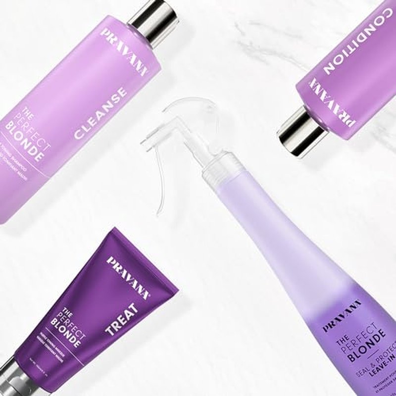 Pravana The Perfect Blonde Seal & Protect Leave-In Conditioner | Neutralizes Brassy, Yellow Tones | For Color-Treated Hair | Detangles, Protects, Moisturizes Strands | 2 Fl Oz