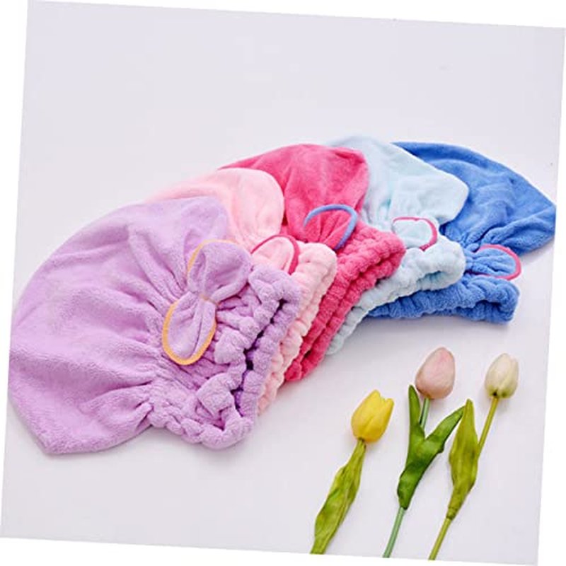 FOYTOKI Hair Drying Cap Towel for Hair Shower Hat for Plopping Cap Curly Hair Beaded Headpiece Hair Turbans for Wet Hair Bath Towel Hat Bath Wipes Shower Cap Rosy