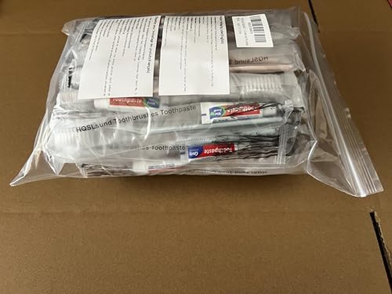 HQSLsund 60 Pack Disposable Toothbrushes with Toothpaste Individually Wrapped (2colors)