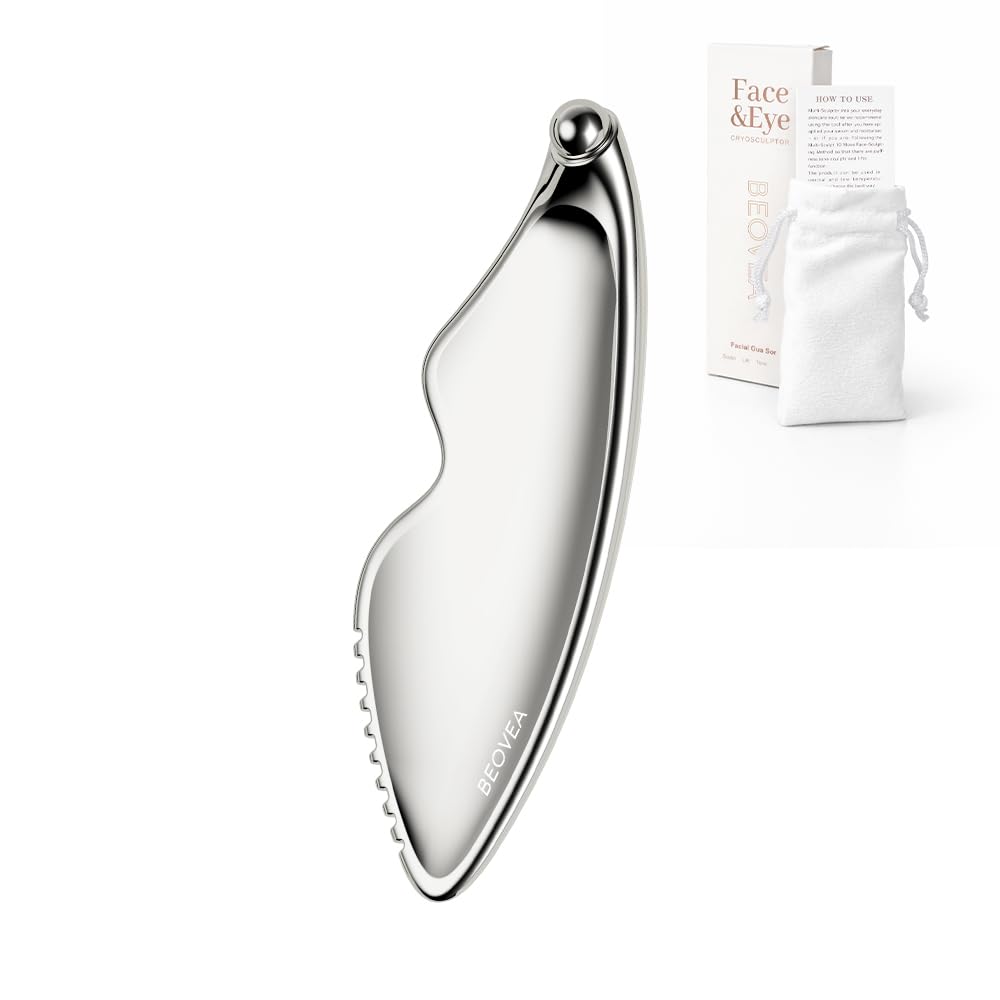 BEOVEA Gua Sha Facial Tools - Guasha Tool for Face and Body, Premium Metal Scraping Massage Tool for Lymphatic Drainage, Skin Rejuvenation, and Relaxation