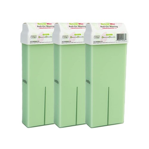 Natural Roll-On Waxing Cartridge - 100% Organic Hair Removal Roller - No Residue (Pack of 3)