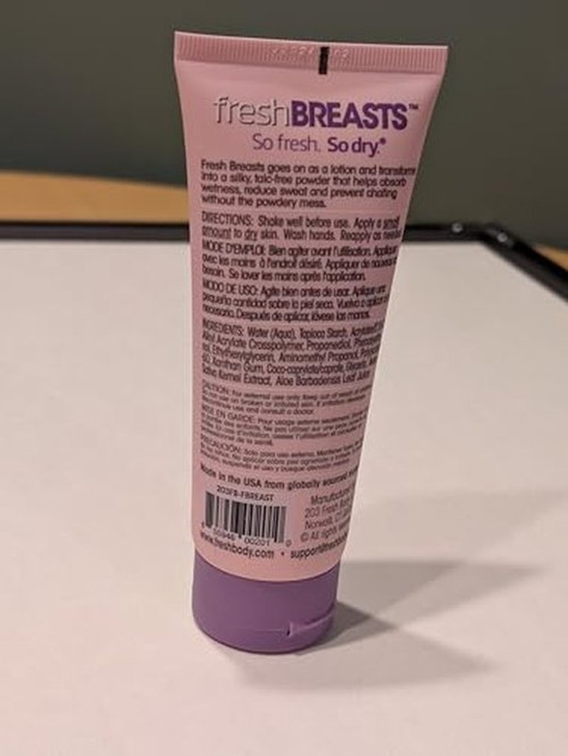Fresh Body FB Breasts Anti Chafing Deodorant Lotion to Powder, 3.4oz - Anti Chafe Cream Whole Body Deodorant for Women, Inner Thighs & Areas that Sweat, No Talc, Aluminum and Fragrance