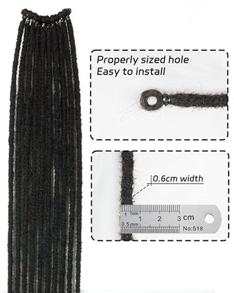 24 Inch Dreadlock Extensions 0.6 cm Width 20 Strands-Natural Black,Soft Hippie SE Dreads Synthetic Loc Extensions for Women and Men(24"-2 Packs,1B)