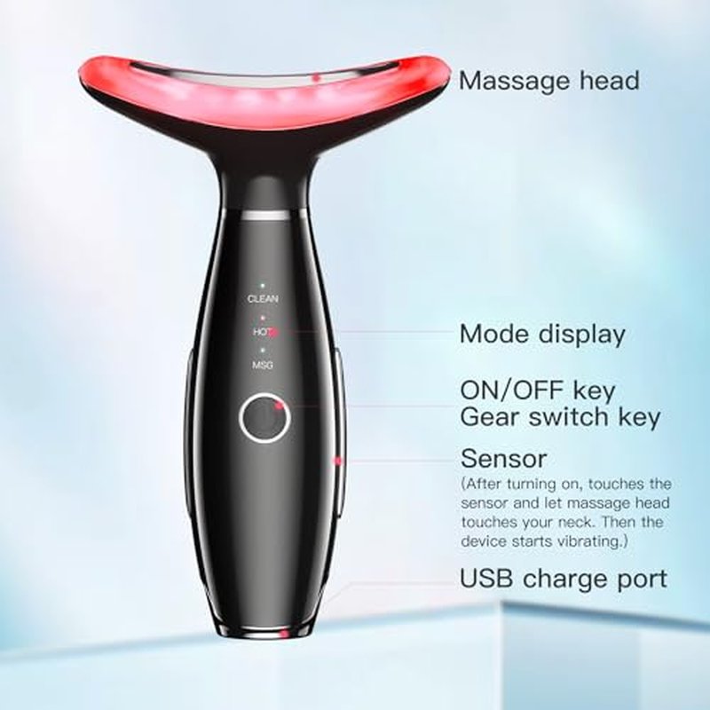 NUAKENE Neck Face Massager, Face Massage Tool, 3-in-1 Facial Massager, Face Sculpting Tool with Thermals (Pink)