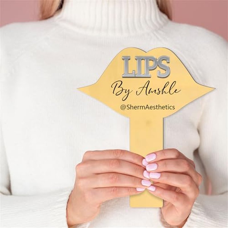 Personalized Acrylic Lip Shape Handheld Prop Mirror Custom Name Lip Filler Technician Prop for Social Media Information Beauty Room Prop Decor Salon Prop Decor Makeup Photo Prop,B1-Lip