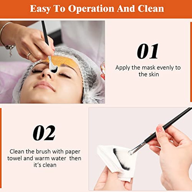 9 Pieces Facial Brushes Fan Mask Brushes, Soft Facial Applicator Brushes Tools for Peel Glycolic Mask Makeup for Mud Cream (Black and Silver)