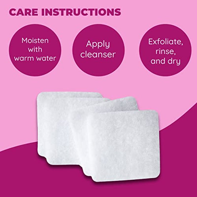 Jacent Mini Exfoliating Sponges: Square Facial Cleansing and Makeup Removal Pads, Suitable for All Skin Types, Multi-Purpose Exfoliating Sponges, Facial Sponges - 3 Pack