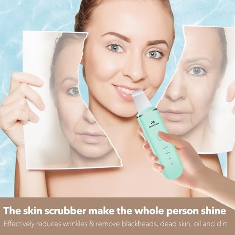 Skin Scrubber Face Skin Spatula Facial Scrubber Spatula Pore Cleaner with 4 Modes (Green)