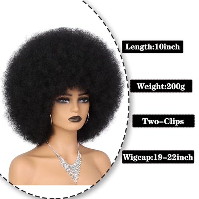 Wallden Hair 70s Afro Wigs for Black women Glueless Wear and Go Wig Platinum Blonde Curly Afro Puff Wig 10 inch Large Bouncy and Soft Synthetic Afro Puff Wigs for Daily and Party Use (Platinum Blonde)