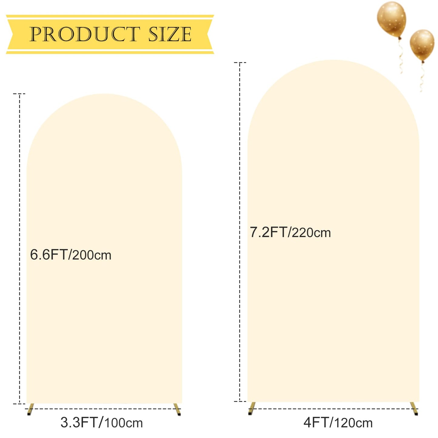 Jakuva 7.2FT Wedding Arch Fabric, Spandex Fitted Arch Cover for 2-Sided Round Top Chiara Backdrop Stand, Birthday Party Ceremony Banquet Decoration, White