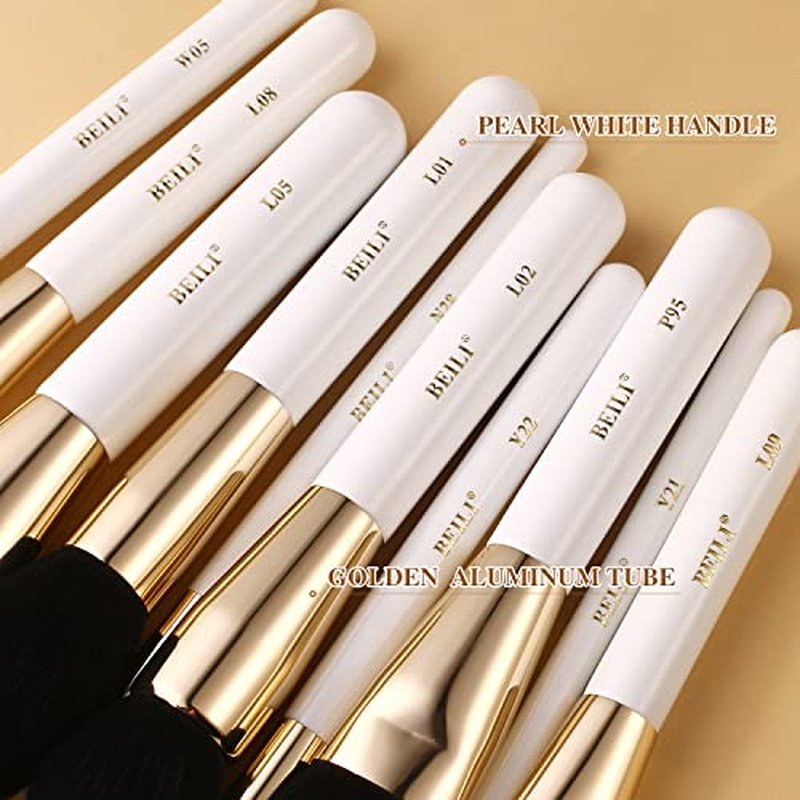 BEILI Makeup Brushes 12pcs Makeup Brushes Set with Holder Premium Synthetic Kabuki Foundation Brush Blending Blush Concealer Full Face Makeup Brushes Kit With Gift Box(Black)