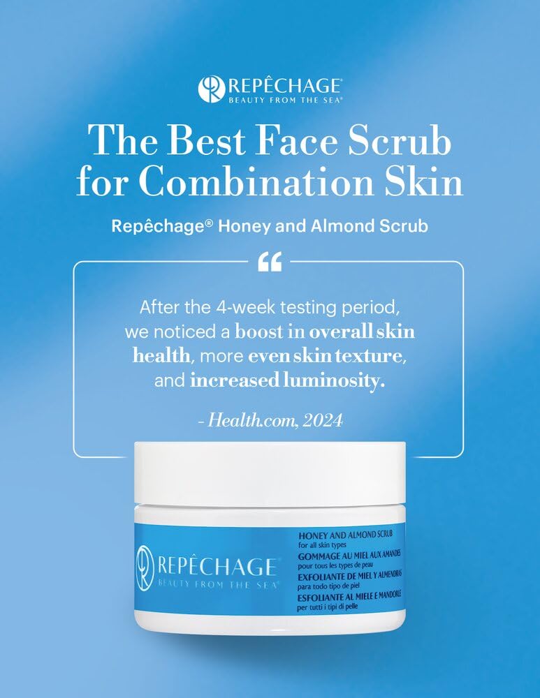 Repechage Honey and Almond Scrub For All Skin Types - Exfoliating Face Mask and Scrub Deeply Cleanses, Gentle Face Exfoliator Helps Remove Blackheads, 125ml / 0.5 oz.