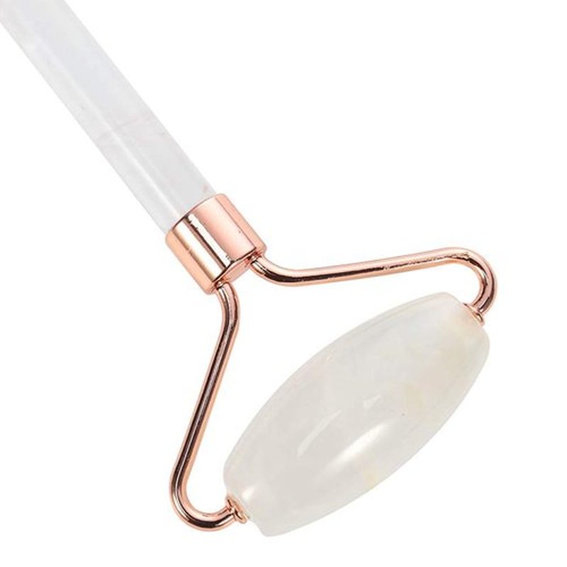 White Face Roller – Skin Care Tool Made of Clear Quartz – Facial Skin Care Products for Improved Circulation – Face Massager Compatible with All Skin Types – For a Fresh and Firm Looking Skin