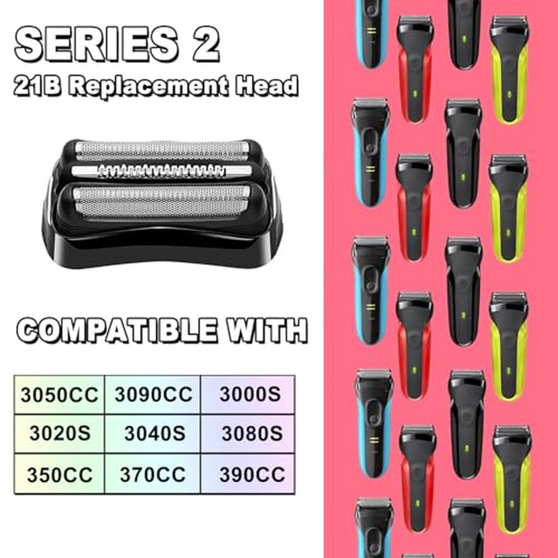 Series 2 21B Electric Replacement Shaver Head Accessories blade Compatible with Braun Series 2 Foil Shaver Replacement Heads 21b 3010s, 3040s,5409,etc for Braun Part 21b