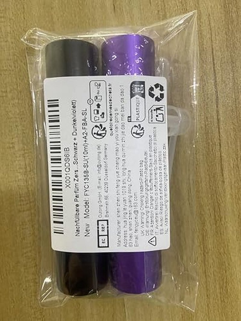 Zingso Refillable Travel Perfume Atomizer Bottles, 2 Pcs 10ml Mini Portable Spray Bottles Refillable Perfume Aftershave Atomizer Empty Travel Bottles with Funnel… (10ml (Black+Dark Purple))
