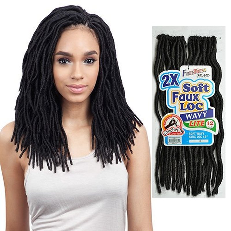 FreeTress Synthetic Hair Crochet Braids 2X Soft Wavy Faux Loc 12" (4-Pack, 27)