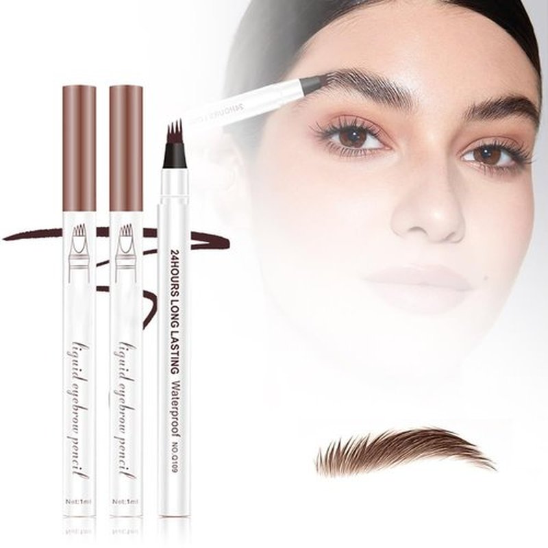 2PCS New Microblading Eyebrow Pen, 3D Waterproof Eyebrow Pen Pencil Natural Makeup Fine Stroke Eyebrow Pencil, Eye Brown Makeup Long-Lasting Waterproof Eyebrow Pencil for Women (Light Brown)