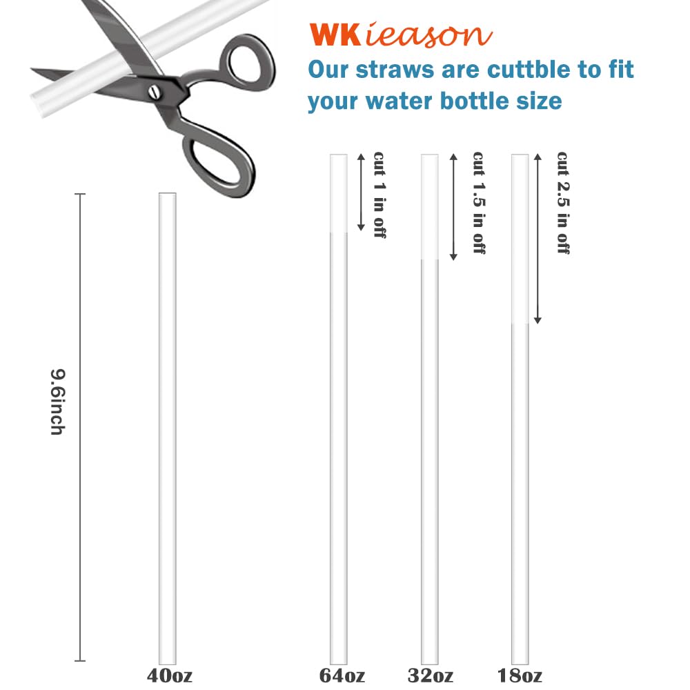 WK ieason 6pcs Replacement Straws Reusable Drinking Starws for Hydro Flask 32OZ, 18OZ and 64OZ, Plastic Straws with 2pc Cleaning Brushes Hydro Flask accessories,Daily Drinking Straws, BPA-free