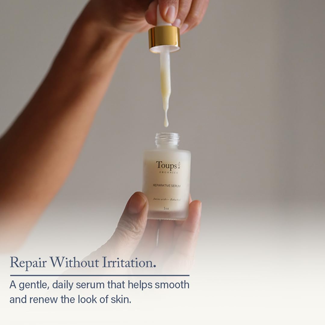 Toups & Co Reparative Serum | Bakuchiol Retinol Alternative Facial Serum | Targets Hyperpigmentation, Sun Damage & Fine Lines | With Amino Acids, Vitamins C & E | Gentle for Sensitive Skin | 1 oz