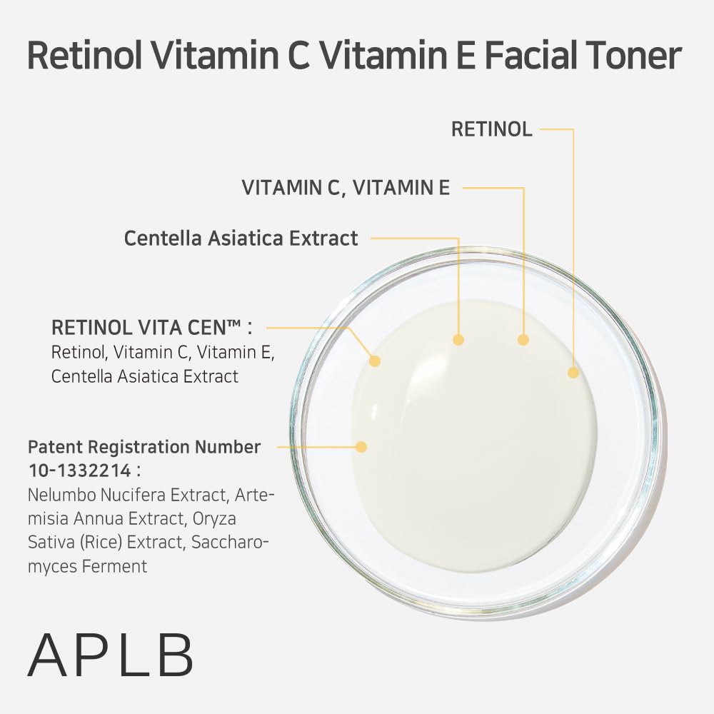 APLB Retinol Vitamin C Vitamin E Facial Toner | Retinol VITA CEN™ 12.0% 5.41 FL.OZ/Korean Skincare, Replenishing Moisture, Revitalize for Gentle and Improve Skin Texture Through Retinol