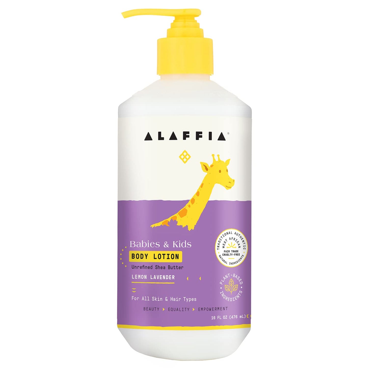 Alaffia Everyday Shea Body Lotion, Gentle for Babies and Up, Gently Helps Clean Skin and Calm Children with Shea Butter, Lemon Balm, and Lavender Oil, Fair Trade, Lemon Citrus, 16 Fl OZ