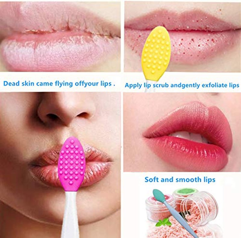 8 Pieces Lip Scrub Brush tool Silicone mini Exfoliating Lip Brush lip lightening for dark lips Silicone Soft Lip Brush For Smoother Appearance