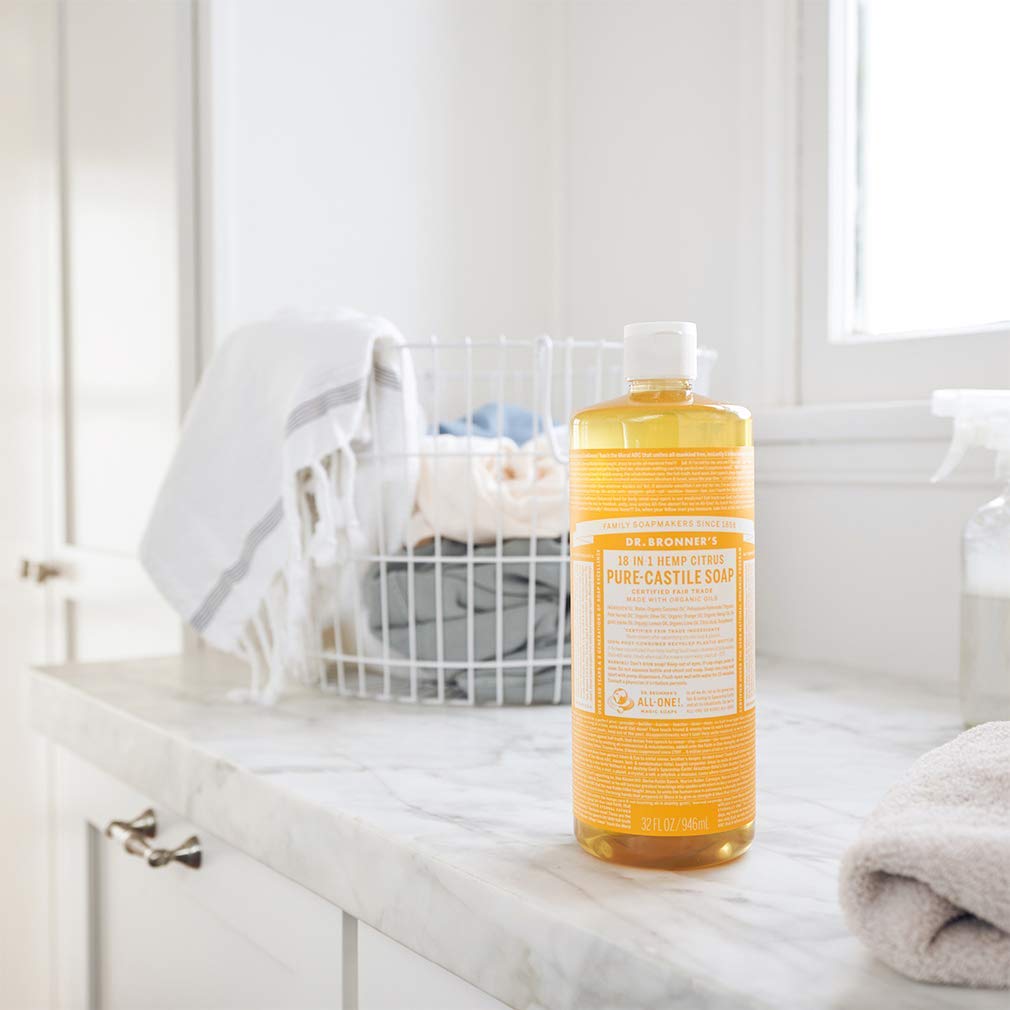 Dr. Bronner's Pure-Castile Liquid Soap - Citrus 32oz | Organic, Vegan, 18-in-1 Uses