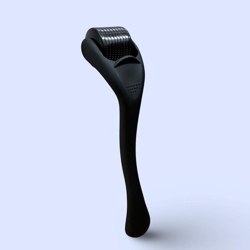 Derma Roller Microneedling Roller, 0.25mm Stainless Steel, Roller for Face, Beard, Hair, Body, Microneedle Derm Stamp with Storage Case | For Women and Men | (Matte Black)