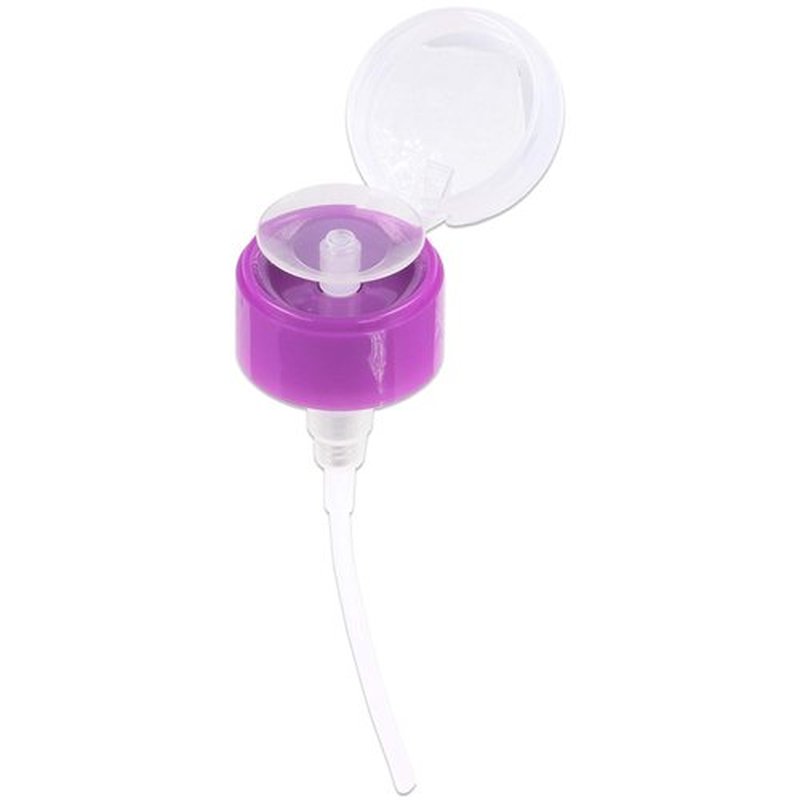 7oz Purple Push Down Pump Dispenser Empty Refillerble Bottle with Flip Top Cap - for Nail Polish, Travel, Cosmetics Packaging