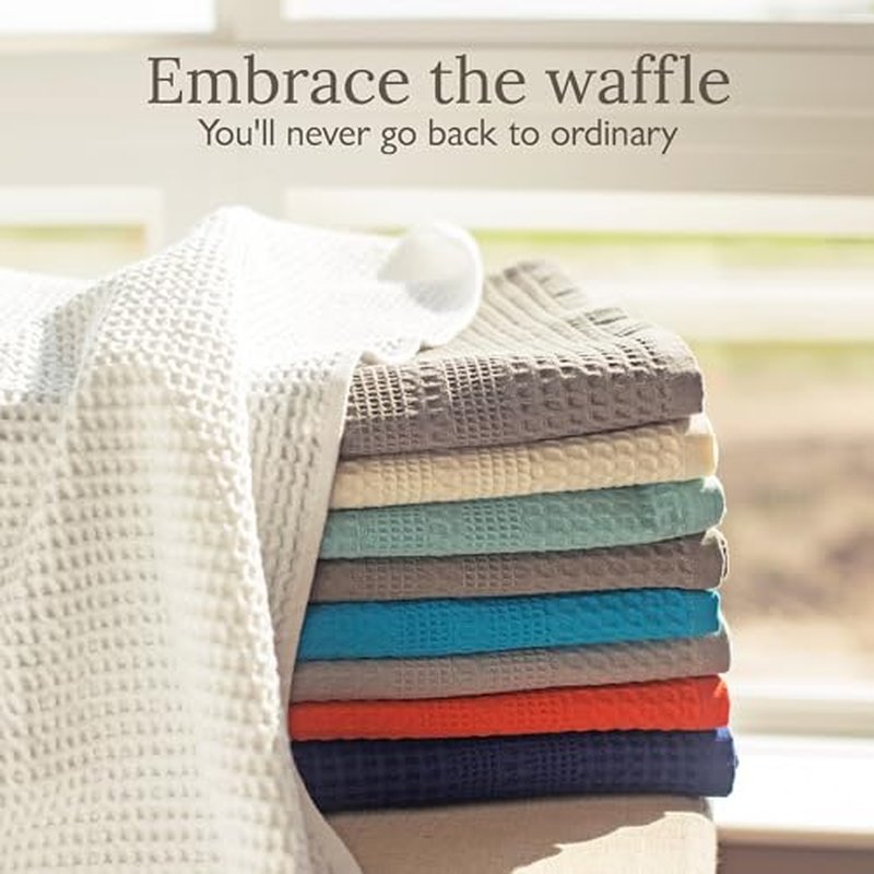 GILDEN TREE Waffle Towels for Bathroom, 100% Cotton Quick Dry Towel, Waffle Bath Towels Large, Absorbent Lightweight Travel Towel, Bath Towels Set of 2, Classic Style (Aqua)