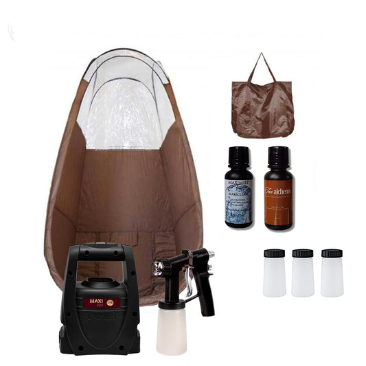 MaxiMist Spray Tan Machine - HVLP Airbrush Tanning System for Home Use | Elite Lite with Brown Tent